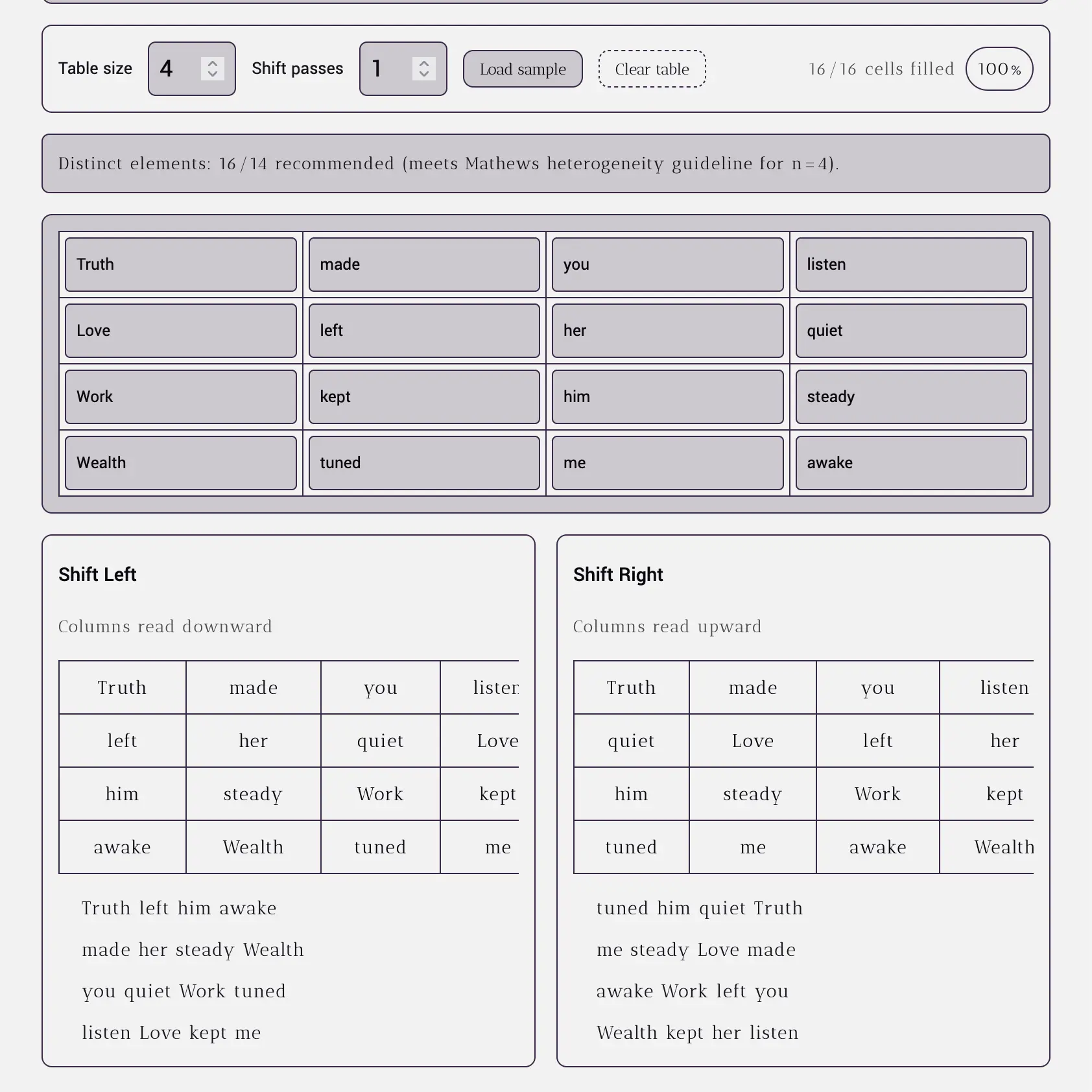 Mathews's Algorithm experiment interface preview